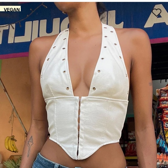 Princess Polly Palladia Pu Jordy White Corset Top Size 6 NWT - Picture 5 of 9